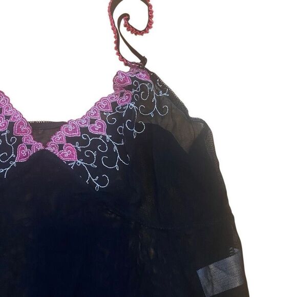 Lingerie see through black Large pink hearts - Picture 3 of 5